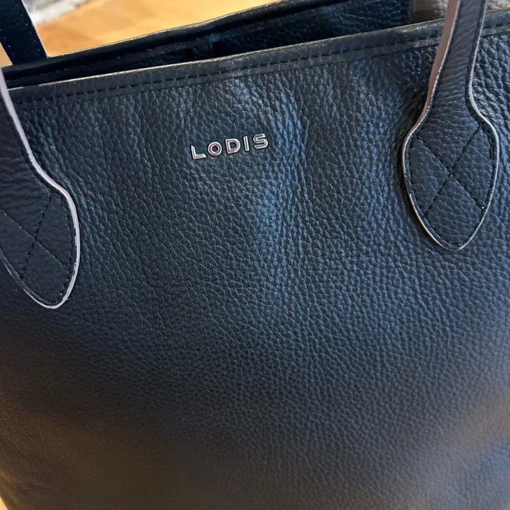 Lodis Black Pebbled Leather Tote Bag - Picture 2 of 14
